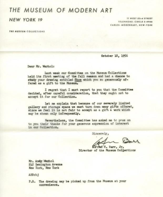 Andy Warhol rejection letter
