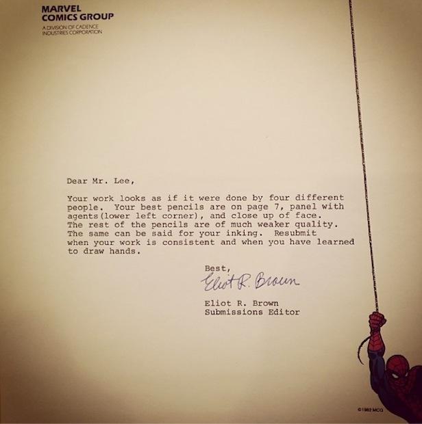 Jim Lee rejection letter