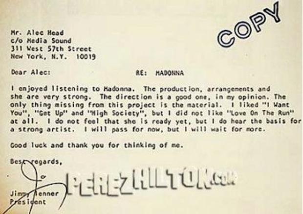 Madonna rejection letter