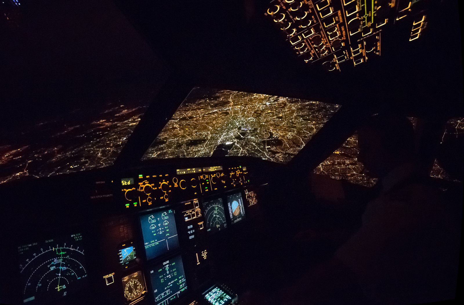 Pilot in airplane cockpit