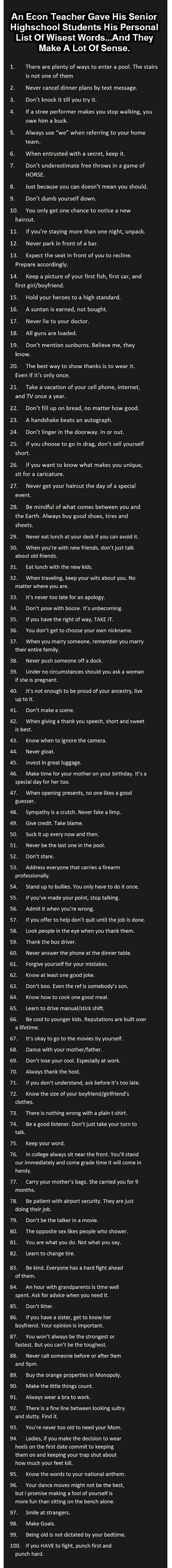 100 Rules Of Life For Everyone