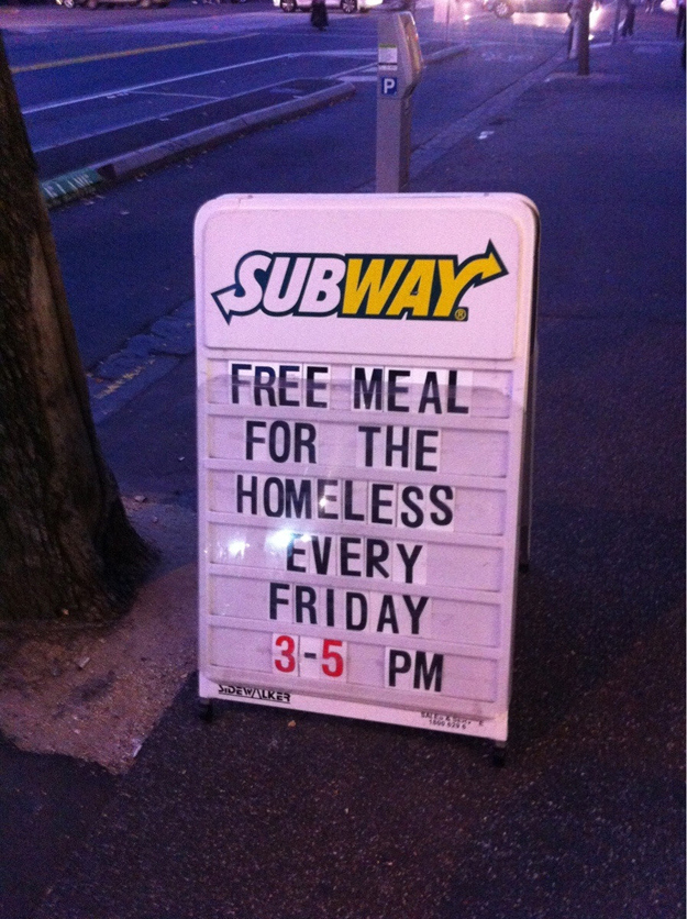 A sign at an awesome Subway restaurant.