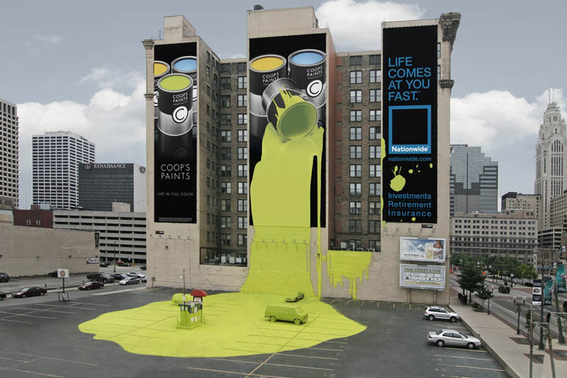 outdoor-ad-looks-like-giant-bucket-of-paint-spilled-onto-parking-lot-ground