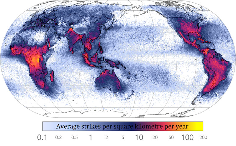 Frequency Of Lightning Strikes Throughout The World