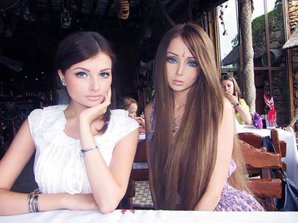 Real-Life Barbie Valeria Lukyanova With Her Sister 3