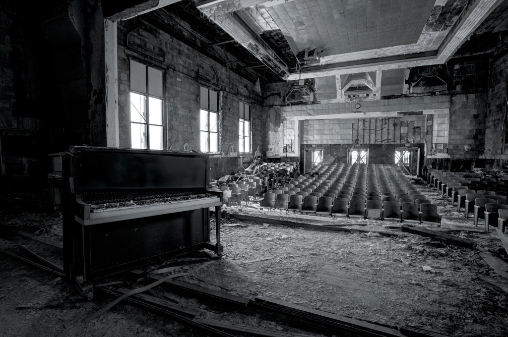 School assemblies would have once taken place in this hall at an elementary school in Pennsylvania but now the seats are starting to rot 2