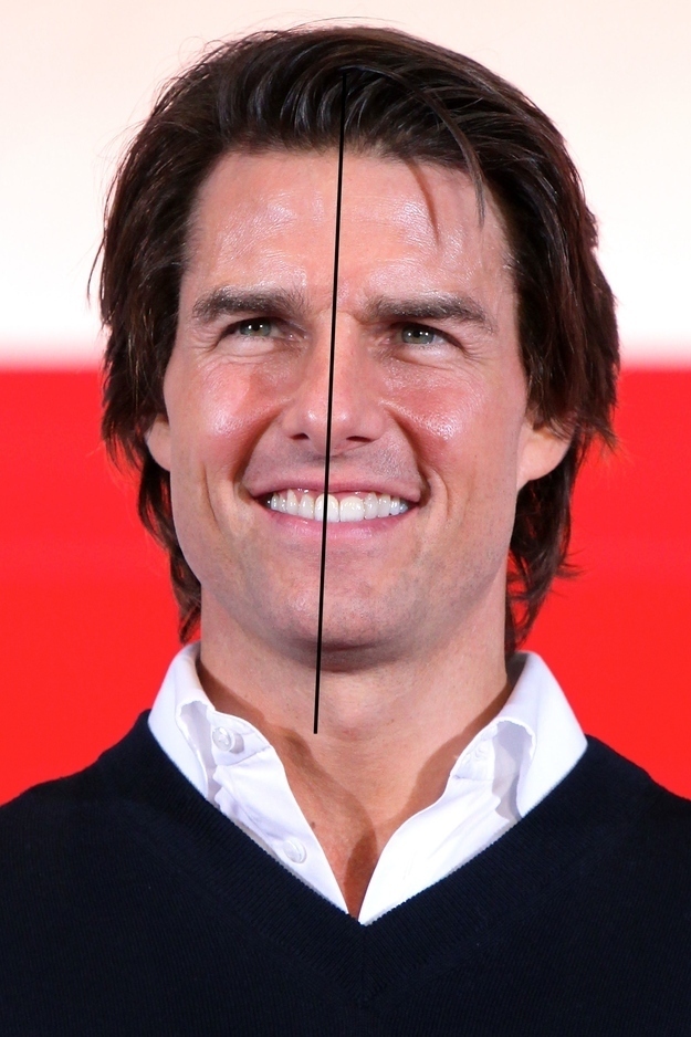 Tom Cruise has an asymmetrical face