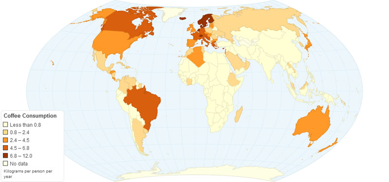 Worldwide Annual Coffee Consumption Per Capita