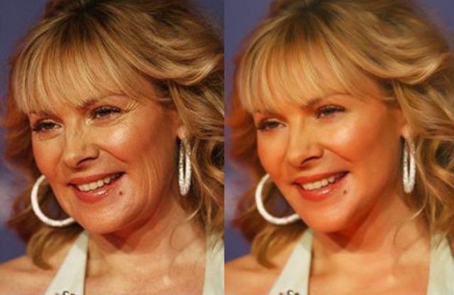 Kim Cattrall Before & After Photoshop