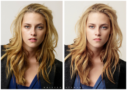 Kristen Stewart Before & After Photoshop