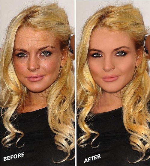 Lindsay Lohan Before & After Photoshop