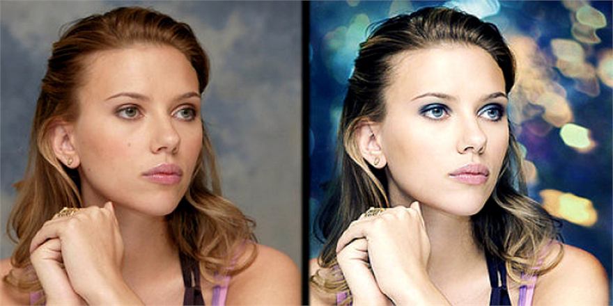 Scarlett Johansson Before & After Photoshop