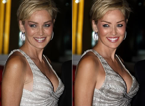 Sharon Stone Before & After Photoshop 2