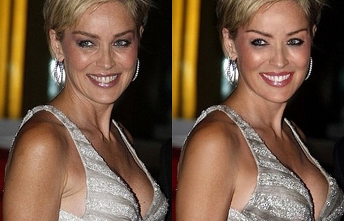 Sharon Stone Before & After Photoshop