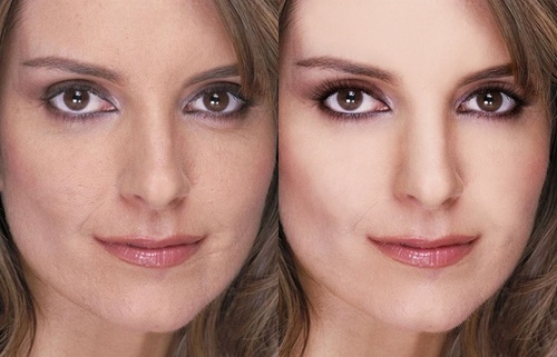 Tina Fey Before & After Photoshop