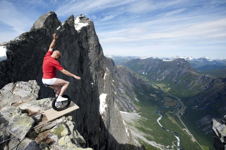 Unicycling On The Edge In Norway