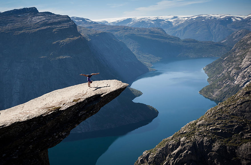 Yoga On The Trolltunga Rock In Norway
