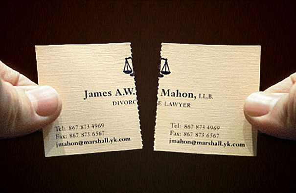 Divorce Lawyer's Tearable Business Cards