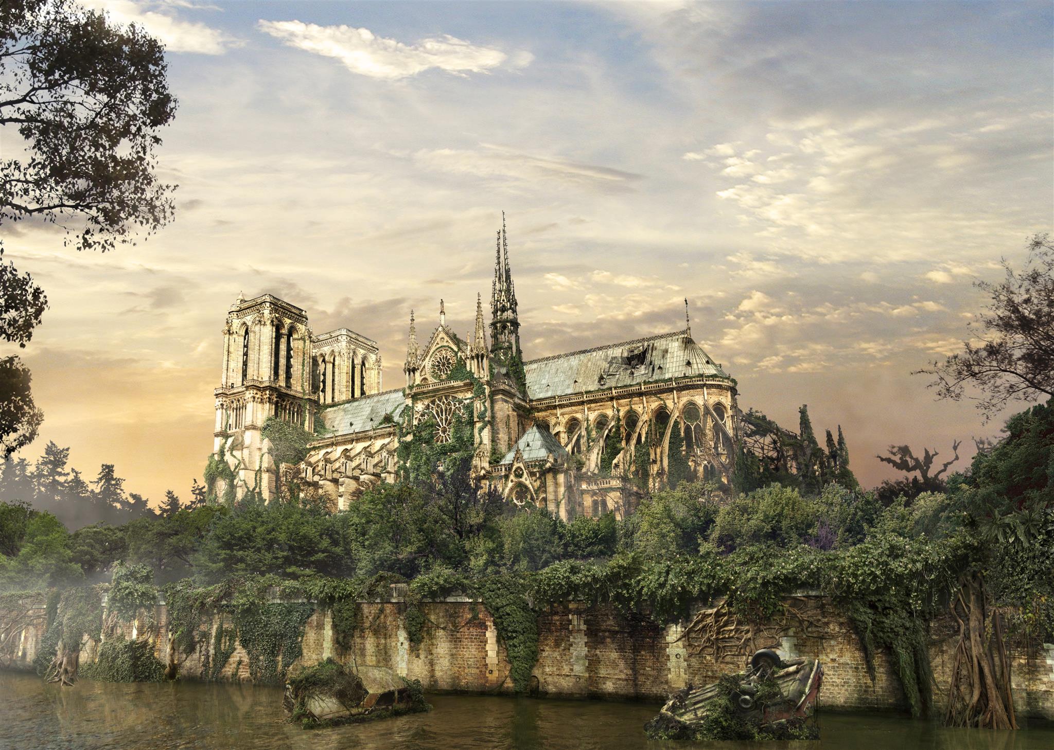 Post-Apocalyptic Notre-Dame De Paris, France