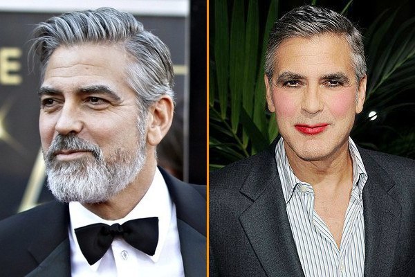 10 Hilarious Photos Of Male Celebrities Without Makeup - George Clooney Wit...