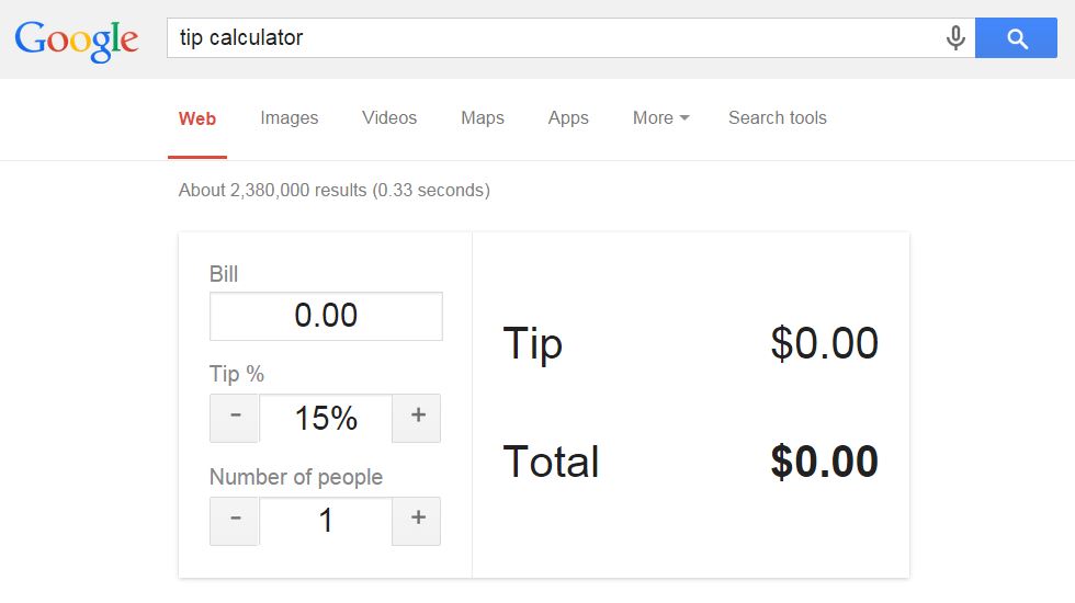 Google Tip Calculator