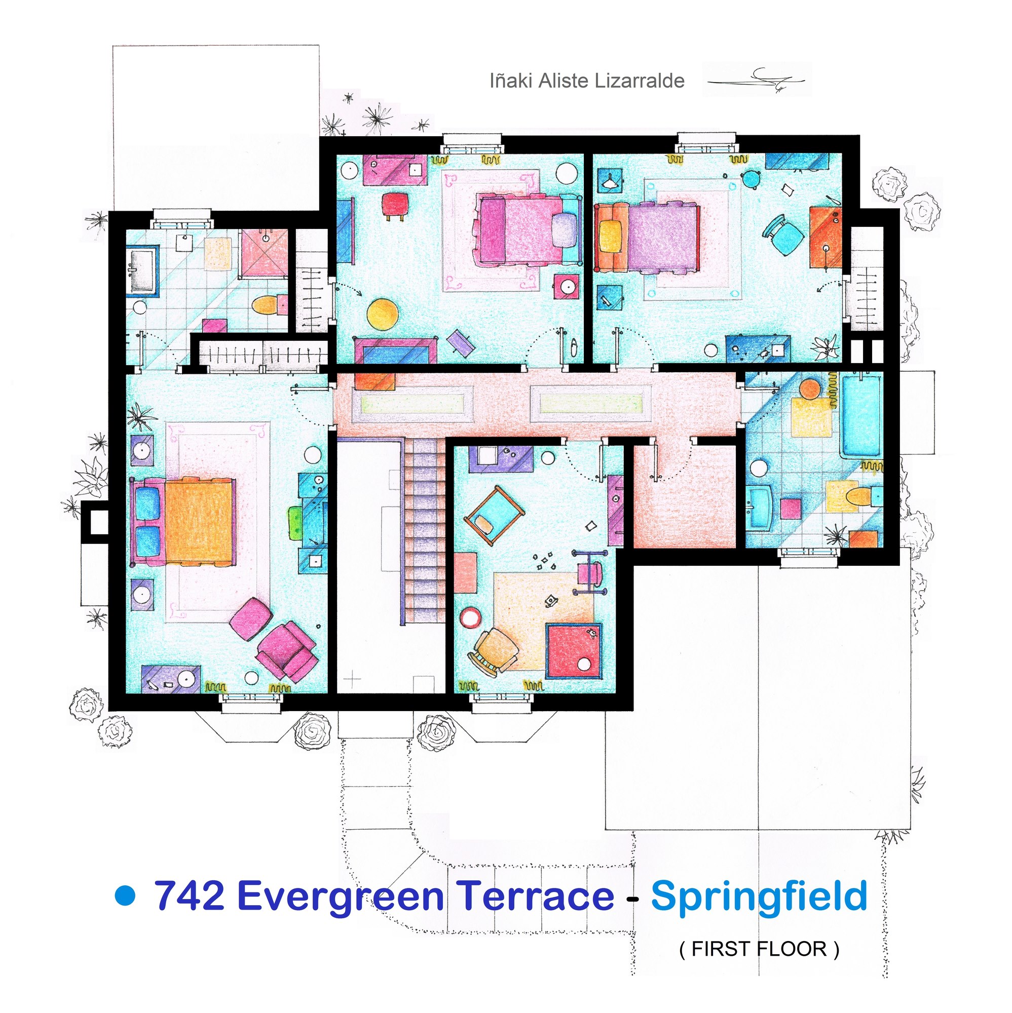 The Simpsons Apartment Floor Plan (2nd Floor)