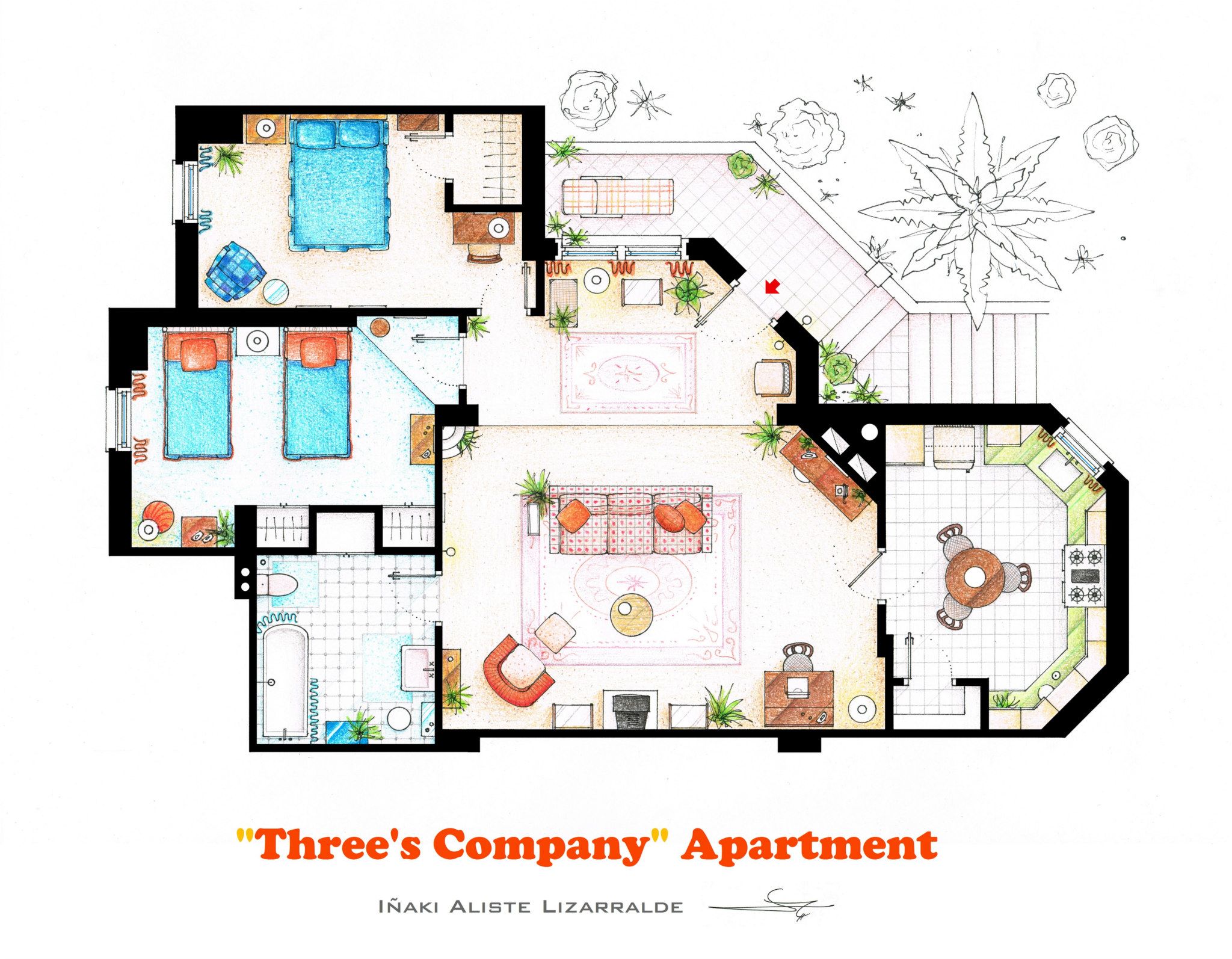Three's Company Apartment Floor Plan