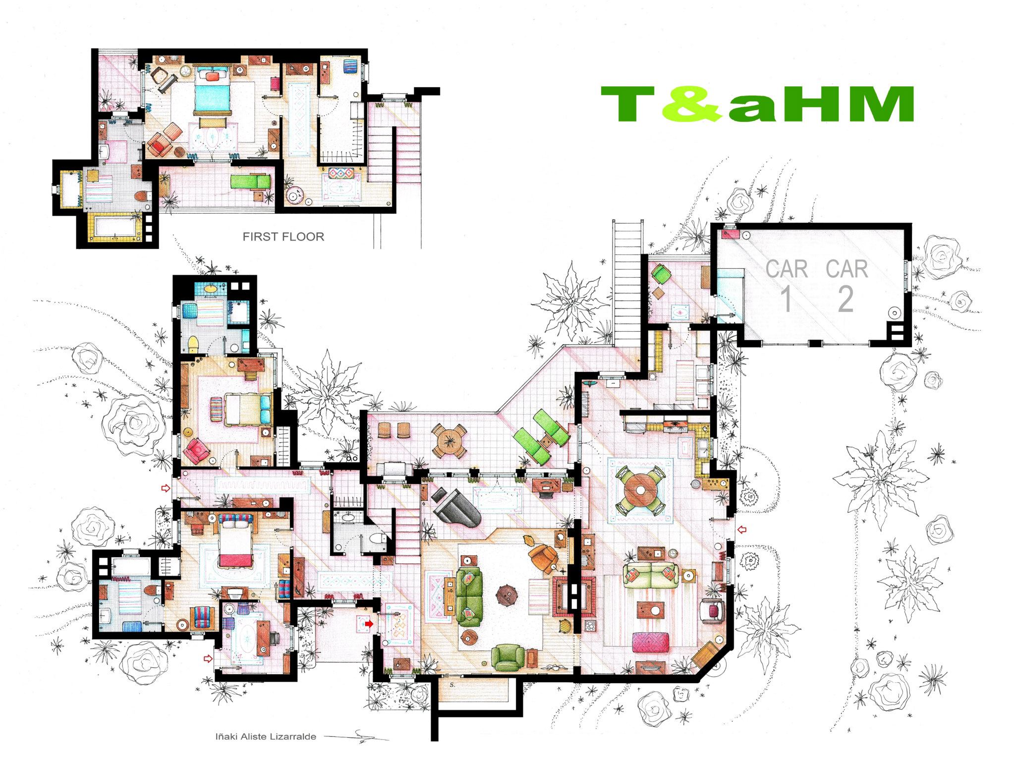 Two & A Half Men Apartment Floor Plan