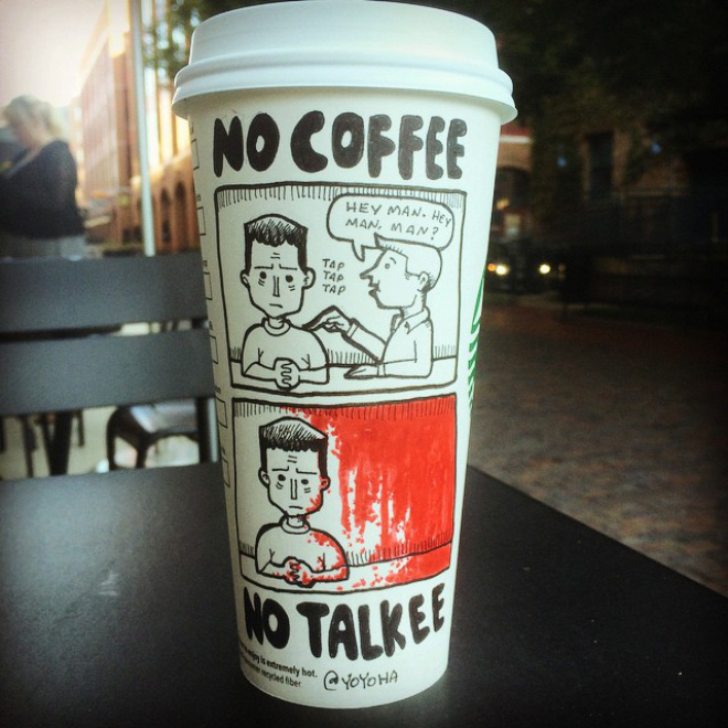 This Guy’s Starbucks Coffee Cup Cartoons Will Perk Up Your Day.